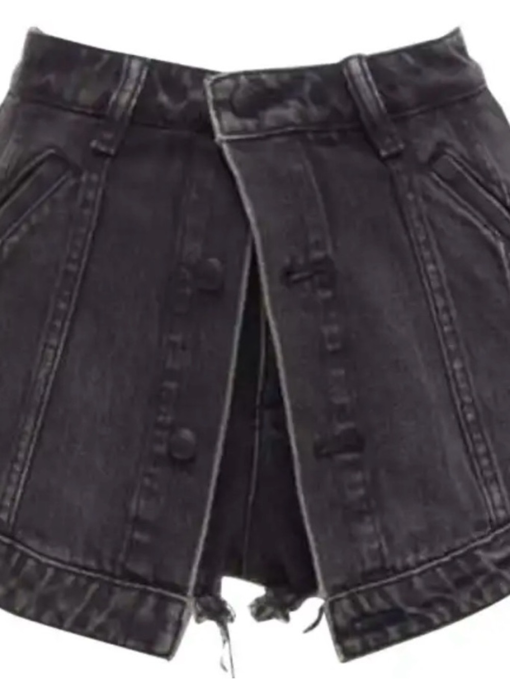 Alexander Wang Black Denim Button-Front Skort